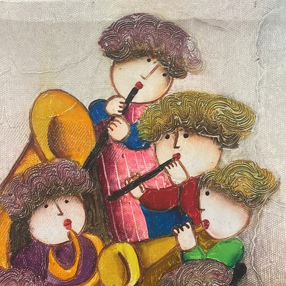 Canvas Oil Painting Musician Children by J.Roybal 10”x8” - Picture 6 of 9